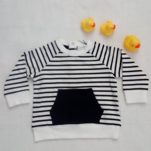 Miles BLACK & WHITE STRIPED CREW NECK SWEATER - Picture 1 of 7